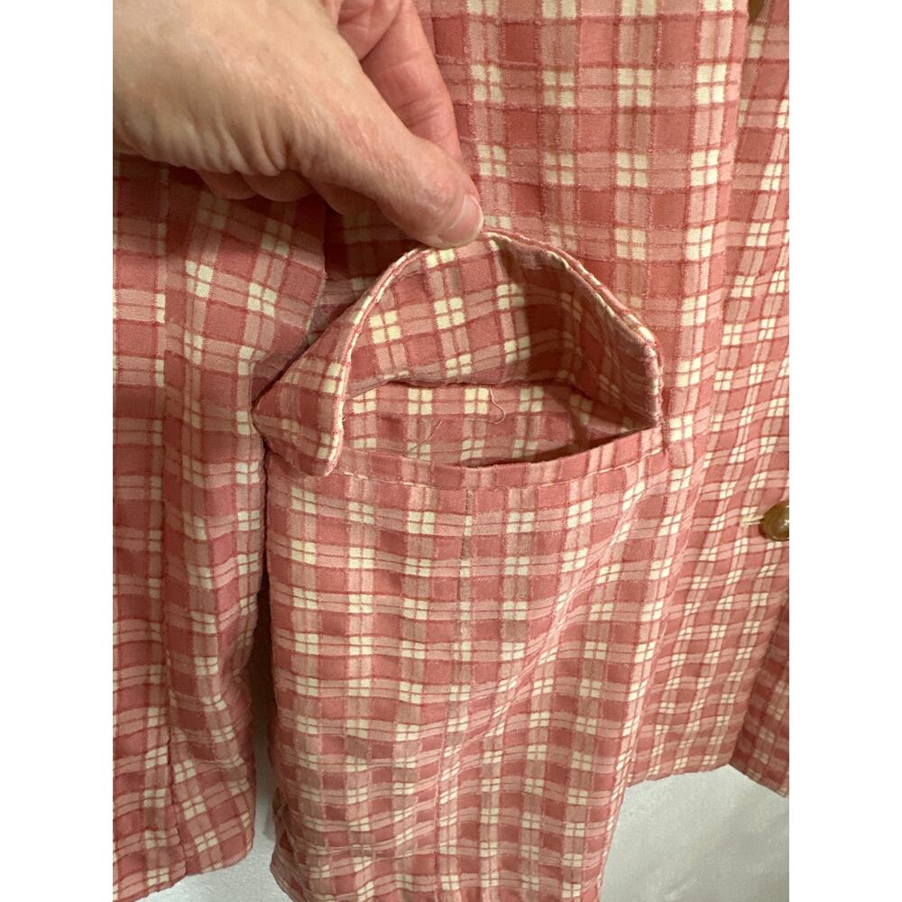 NWT Free People Coquette Soft Girl Casual Preppy Gingham Blazer S Pink/Rose - Picture 3 of 16